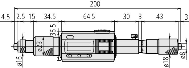 Panme Đo Trong Dạng Thanh Nối Điện Tử Inch/Metric, 8-9" Mitutoyo 339-102 13 Micrometer điện tử ống nối dài