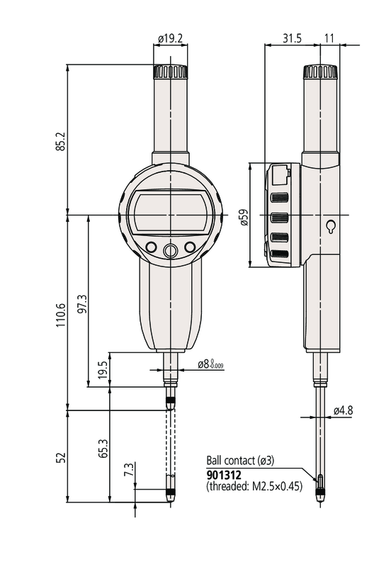 Đồng Hồ So Điện Tử, Digital Indicator ID-C Inch/Metric, 2", 0,0005", Flat Back Mitutoyo 543-495B 16 dong ho so 543 495b bs1
