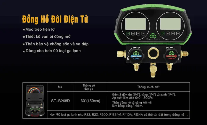 Đồng hồ đôi điện tử áp cao Super Stars ST-B268D 18 super stars st b268d1