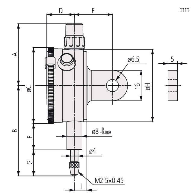 Đồng Hồ So Cơ Khí, Lug Back, ISO Type 1mm, 0,002mm Mitutoyo 1013A-10 10 1013 dai