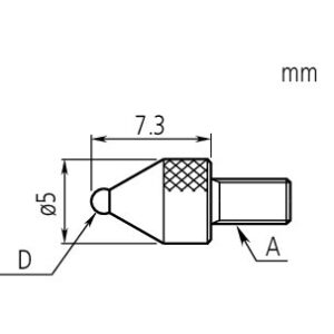 Kim đo đồng hồ so Ball Point D=2,5mm, Carbide, Metric Mitutoyo 21AAA351