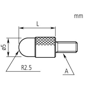 Đầu đo đồng hồ so, R=2,5mm, 30mm, Steel, Metric Mitutoyo 21AAA254 5 Đầu đo đồng hồ so, R=2,5mm, 30mm, Steel, Metric Mitutoyo 21AAA254