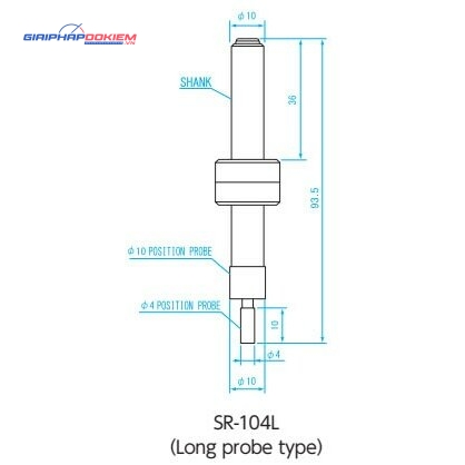 Đầu dò gá tâm đường kính 4mm loại dài Niigata Seiki SR-104L 4 Đầu dò gá tâm đường kính 4mm loại dài Niigata Seiki SR-104L