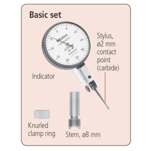 Đồng Hồ So Chân Gập, Dial Test Indicator, Horiz., Ruby Sty. 1mm, 0,01mm, 8mm Stem Mitutoyo 513-477-10E