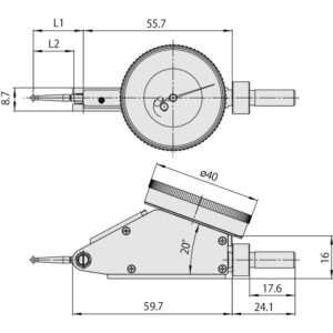 Đồng Hồ So Chân Gập, Dial Test Indicator, Horiz. 20° Face 0,016", 0,0001", 4/9,52mm Stem, Bracket, Black Dial Mitutoyo 513-443-16T 11 Đồng Hồ So Chân Gập, Dial Test Indicator, Horiz. 20° Face 0,016
