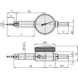 Đồng Hồ So Chân Gập, Dial Test Indicator, Horiz. Pocket Type 0,14mm, 0,001mm, with Bracket Mitutoyo 513-501T