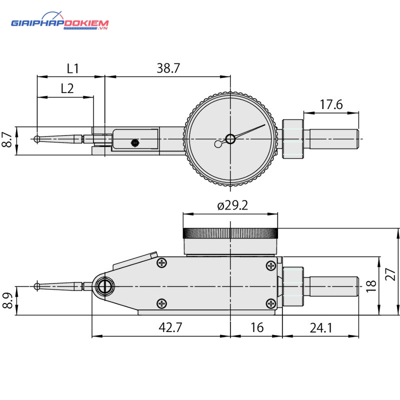 Đồng Hồ So Chân Gập, Dial Test Indicator, Horiz., Ruby Sty. 0,8mm, 0,01mm, 8mm Stem Mitutoyo 513-474-10E 6 Đồng Hồ So Chân Gập, Dial Test Indicator, Horiz., Ruby Sty. 0,8mm, 0,01mm, 8mm Stem Mitutoyo 513-474-10E