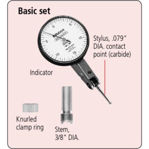 Đồng Hồ So Chân Gập, Dial Test Indicator, Horizontal Type 0,03", 0,0005", 9,52mm Stem Mitutoyo 513-402-10E 8 Đồng Hồ So Chân Gập, Dial Test Indicator, Horizontal Type 0,03