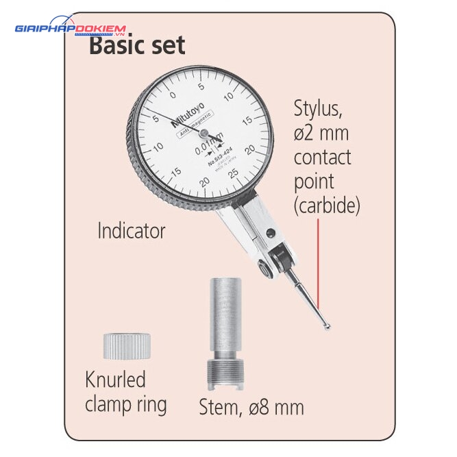 Đồng Hồ So Chân Gập, Dial Test Indicator, Universal Type 0,8mm, 0,01mm, Basic Set Mitutoyo 513-304-10E 6 Đồng Hồ So Chân Gập, Dial Test Indicator, Universal Type 0,8mm, 0,01mm, Basic Set Mitutoyo 513-304-10E