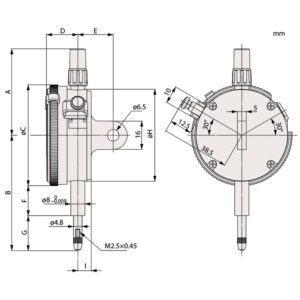 Đồng Hồ So Cơ Khí, Dial Indicator, Lug Back 5mm, 0,001mm, Jeweled Bearing Mitutoyo 2119S-10