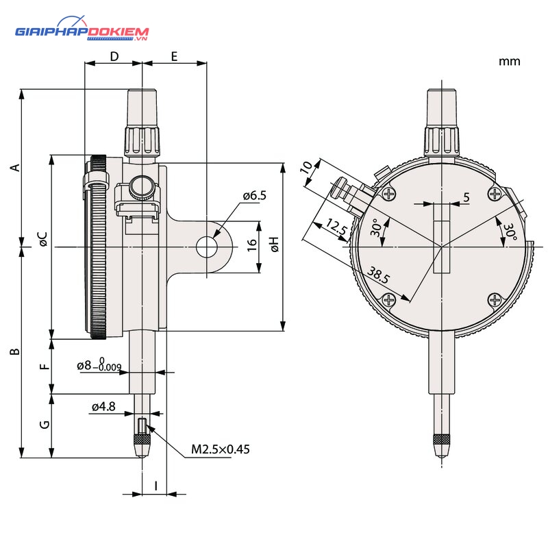 Đồng Hồ So Cơ Khí, Dial Indicator, Lug Back 1mm, 0,001mm, Shockproof, IP64 Mitutoyo 2109S-70 6 Đồng Hồ So Cơ Khí, Dial Indicator, Lug Back 1mm, 0,001mm, Shockproof, IP64 Mitutoyo 2109S-70