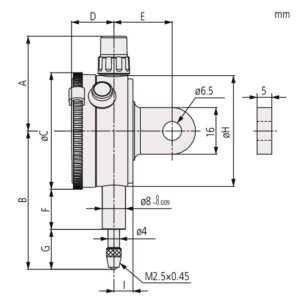 Đồng Hồ So Cơ Khí, Lug Back, ISO Type 1mm, 0,002mm Mitutoyo 1013A-10 7 Đồng Hồ So Cơ Khí, Lug Back, ISO Type 1mm, 0,002mm Mitutoyo 1013A-10