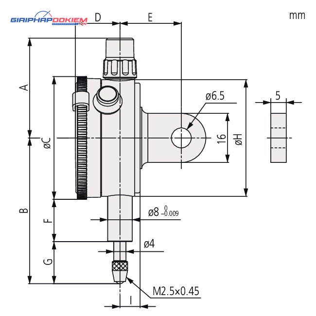 Đồng Hồ So Cơ Khí, Lug Back, ISO Type 1mm, 0,002mm Mitutoyo 1013A-10 5 Đồng Hồ So Cơ Khí, Lug Back, ISO Type 1mm, 0,002mm Mitutoyo 1013A-10