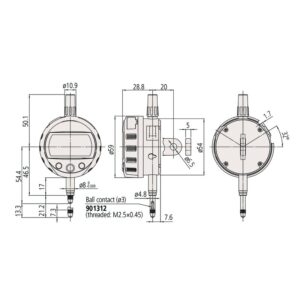 Đồng hồ so điện tử, Digital Indicator ID-C, Low Force 12,7mm, 0,001mm, Flat Back Mitutoyo 543-394B