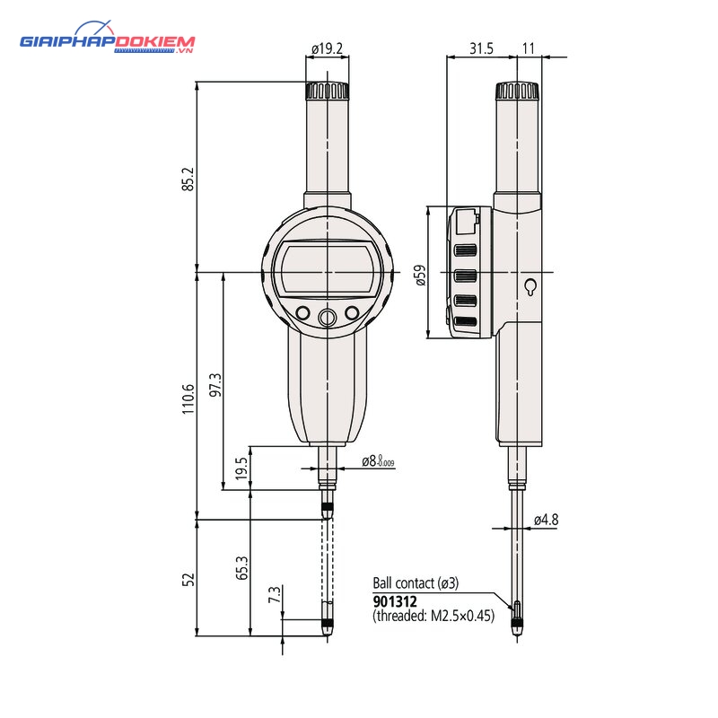 Đồng Hồ So Điện Tử, Digital Indicator ID-C Inch/Metric, 2", 0,0005", Flat Back Mitutoyo 543-495B 7 Đồng Hồ So Điện Tử, Digital Indicator ID-C Inch/Metric, 2", 0,0005", Flat Back Mitutoyo 543-495B