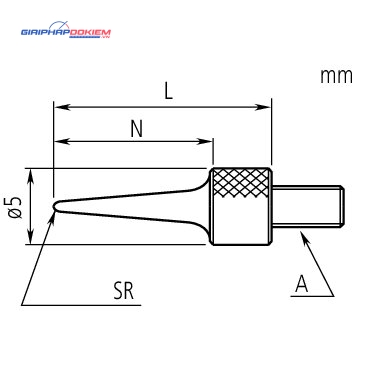 Kim đo đồng hồ so R=0,016", L=2", Steel, Inch Mitutoyo 21AAA048 4 Kim đo đồng hồ so R=0,016", L=2", Steel, Inch Mitutoyo 21AAA048