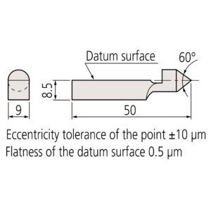 Mũi đo tâm 60° cho căn mẫu Mitutoyo 619020 5 Mũi đo tâm 60° cho căn mẫu Mitutoyo 619020