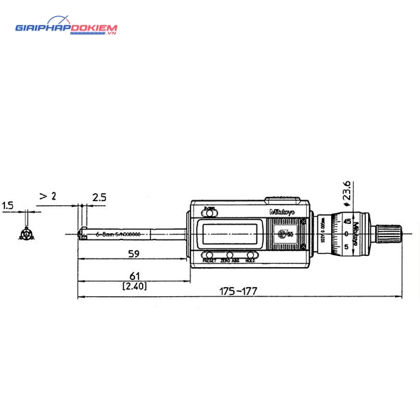 Panme Đo Lỗ 3 Chấu Điện Tử Metric, 12-16mm, IP65, TIN Mitutoyo 468-164 7 Panme Đo Lỗ 3 Chấu Điện Tử Metric, 12-16mm, IP65, TIN Mitutoyo 468-164