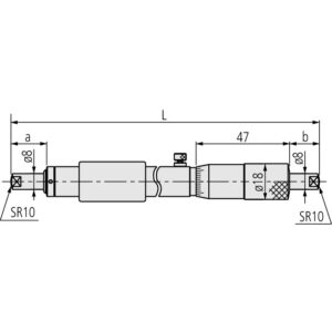 Panme đo trong dạng thanh nối Cơ Khí 2-3" Mitutoyo 133-223 5 Panme đo trong dạng thanh nối Cơ Khí 2-3