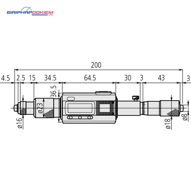 Panme Đo Trong Dạng Thanh Nối Điện Tử 200-225mm Mitutoyo 339-101 3 Panme Đo Trong Dạng Thanh Nối Điện Tử 200-225mm Mitutoyo 339-101