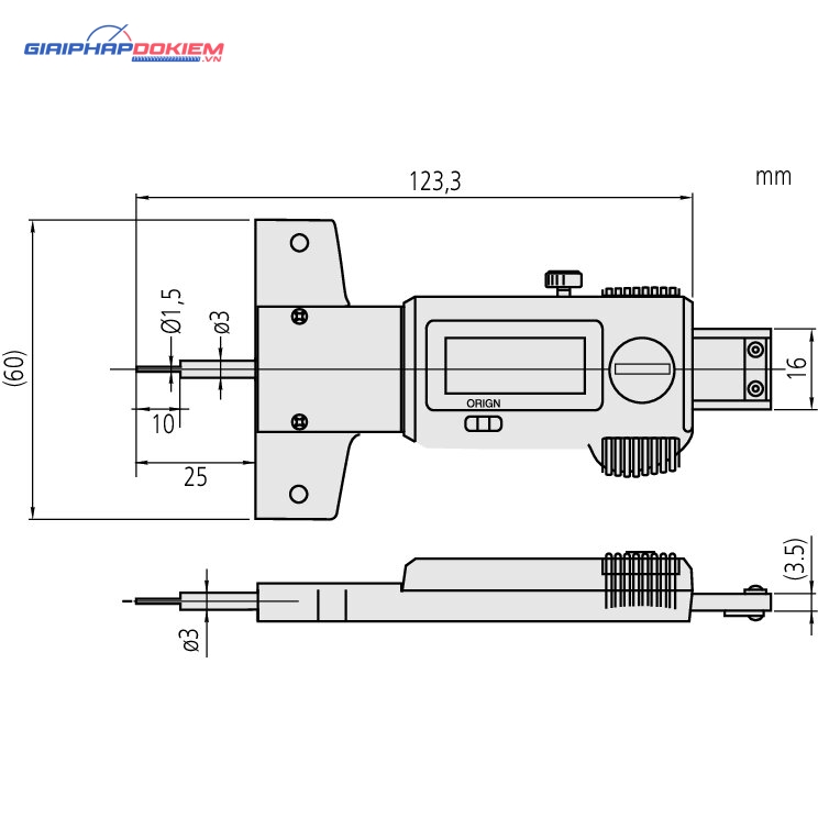 Thước cặp đo sâu điện tử Inch/Metric, 0-1", 0,0005"/0,01mm Mitutoyo 571-200-20 10 Thước cặp đo sâu điện tử Inch/Metric, 0-1", 0,0005"/0,01mm Mitutoyo 571-200-20
