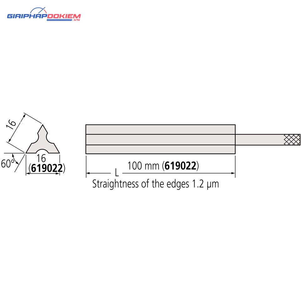 Thước đo cạnh thẳng/song song dạng hình tam giác Mitutoyo 619022 4 Thước đo cạnh thẳng/song song dạng hình tam giác Mitutoyo 619022