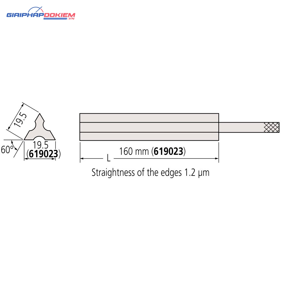Thước đo cạnh thẳng/song song dạng hình tam giác Mitutoyo 619023 4 Thước đo cạnh thẳng/song song dạng hình tam giác Mitutoyo 619023