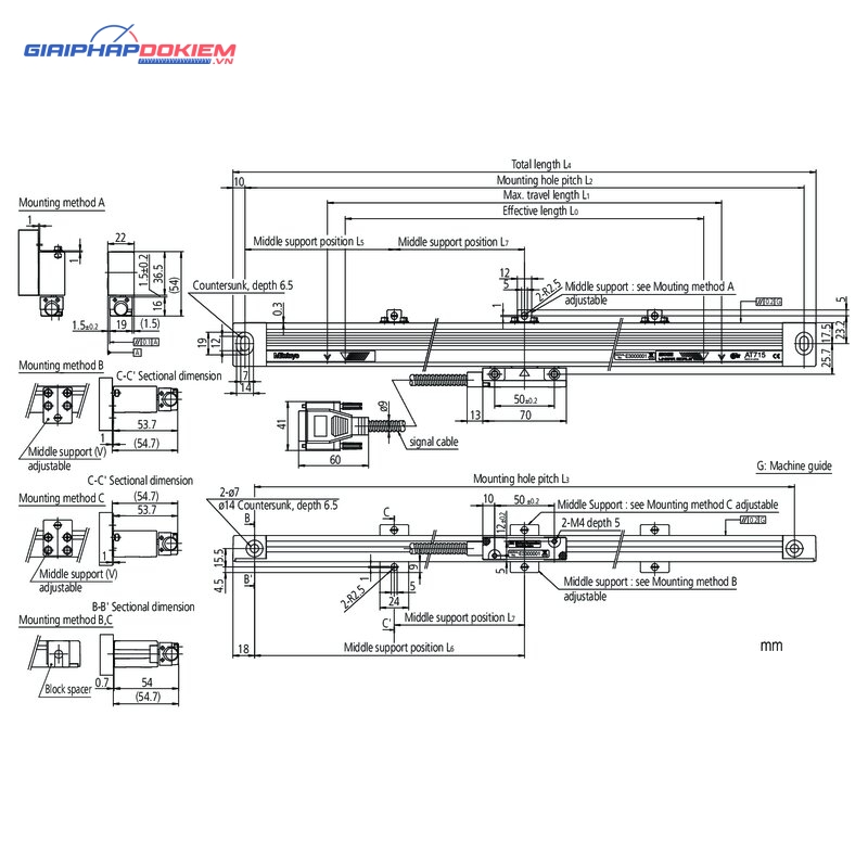 Thước Quang Linear Scale AT715 1500 mm Mitutoyo 539-822 9 Thước Quang Linear Scale AT715 1500 mm Mitutoyo 539-822