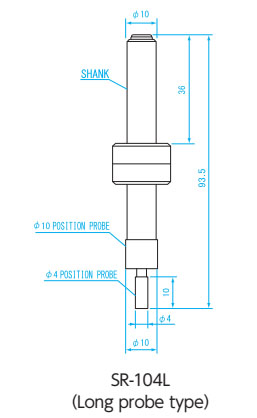 Đầu dò gá tâm đường kính 4mm loại dài Niigata Seiki SR-104L 7 Phụ kiện đầu dò gá tâm