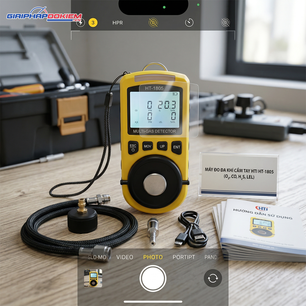 Máy Đo Đa Khí Cầm Tay HTI HT-1805 (O₂, CO, H₂S, LEL) 13 may do da khi cam tay hti ht 1805 o co hs lel gemini generated image 7u7n527u7n527u7n