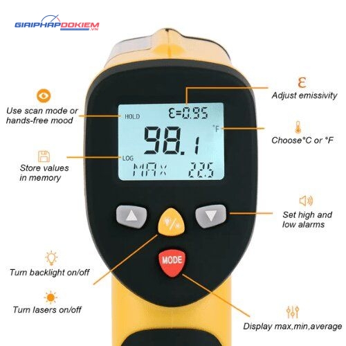 Máy đo nhiệt độ hồng ngoại bằng tia laser kép HTI HT-817/818/819 9 Máy đo nhiệt độ hồng ngoại bằng tia laser kép HTI HT-817/818/819