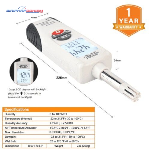 Máy đo nhiệt độ và độ ẩm Hti HT-350 (Độ chính xác cao, màn hình LCD lớn) 9 Máy đo nhiệt độ và độ ẩm Hti HT-350 (Độ chính xác cao, màn hình LCD lớn)