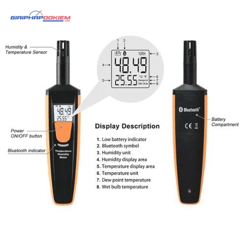 Máy đo nhiệt độ và độ ẩm HTI HT-801 5 Máy đo nhiệt độ và độ ẩm HTI HT-801