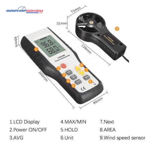 Máy đo tộc độ gió CFM / CMM HTI HT-9819 4 Máy đo tộc độ gió CFM / CMM HTI HT-9819