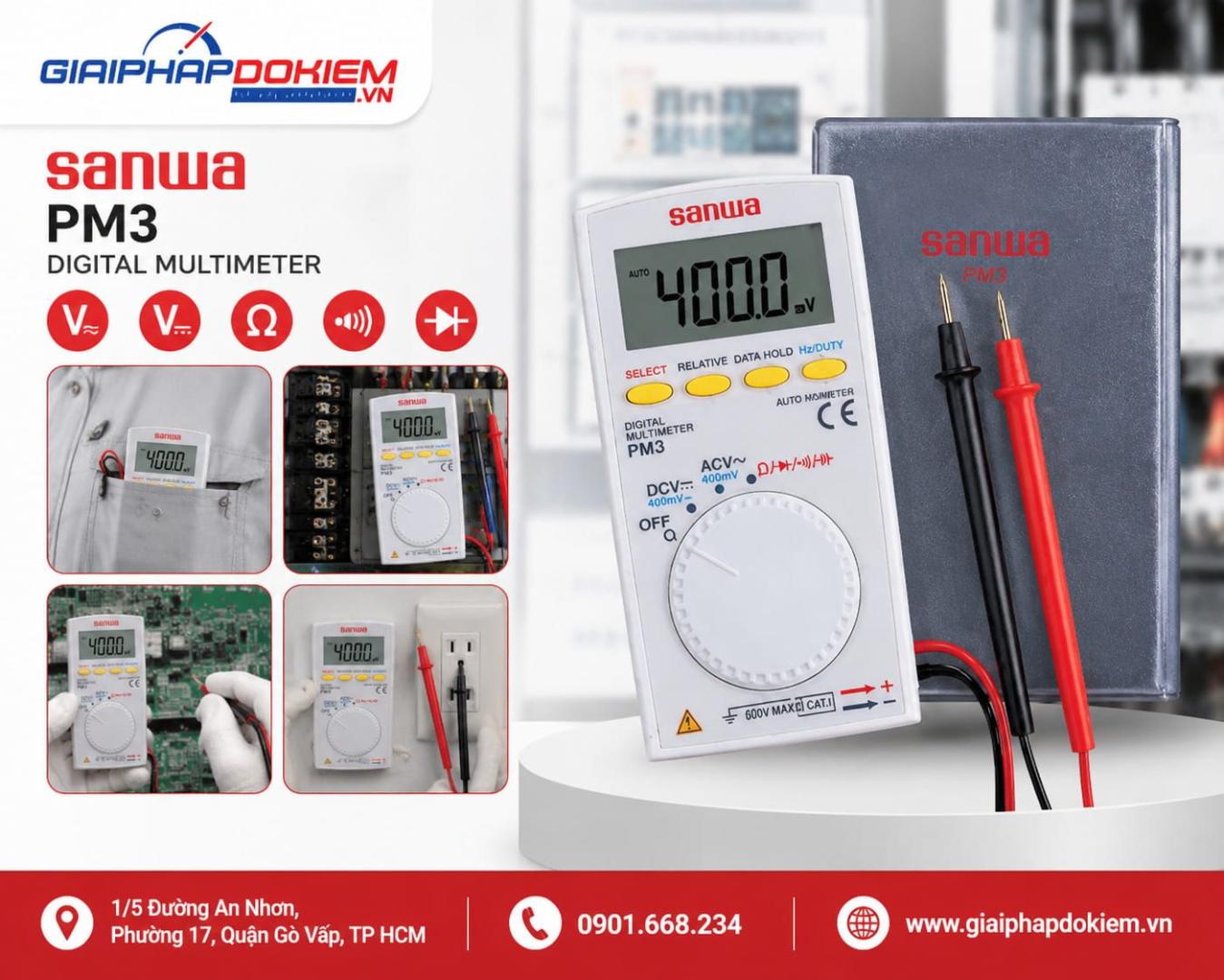 Top 10 Đồng Hồ Vạn Năng Mini Thông Dụng Nhất Kèm Báo Giá 29 Đồng hồ vạn năng mini Sanwa PM3