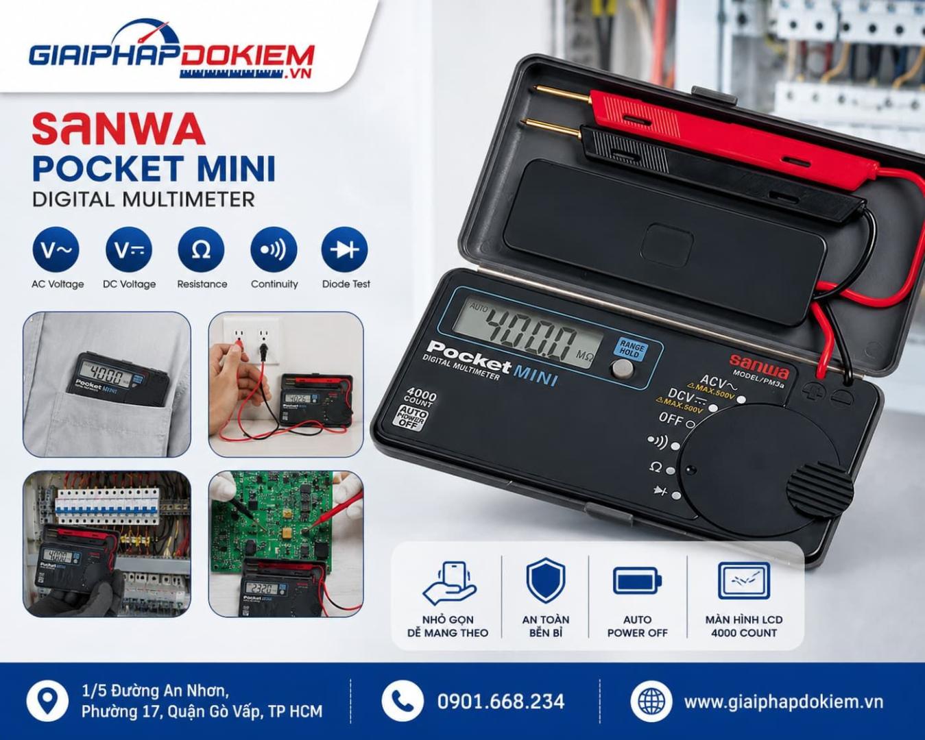 Top 10 Đồng Hồ Vạn Năng Mini Thông Dụng Nhất Kèm Báo Giá 31 Đồng hồ vạn năng mini Sanwa PM7a