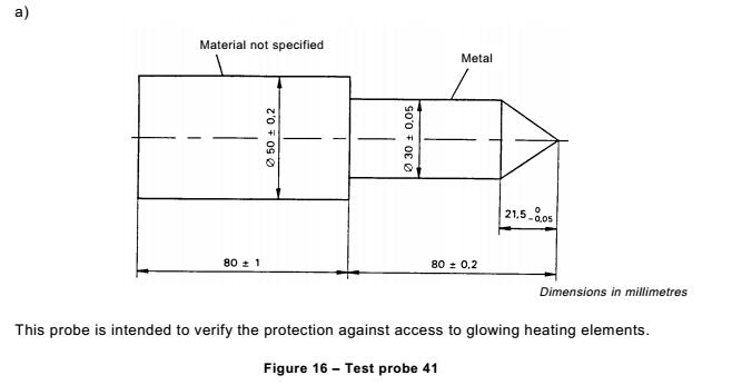 Que thử nghiệm Test Probe 41 tiêu chuẩn IEC61032 và IEC60065 có chứng chỉ CNAS 7 Test Probe 41 Conforms to IEC61032 and IEC60065 with CNAS Certificate