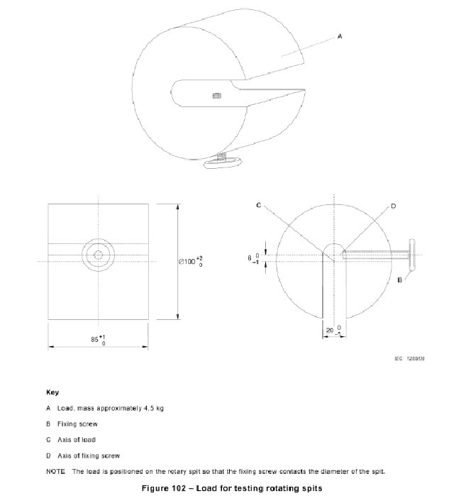 Tải trọng thử nghiệm xiên quay 4.5KG thép không gỉ theo IEC60335-2-9 Figure 102 9 Rotating Spits 4.5KG Stainless Steel Test Load According To IEC60335-2-9 Figure 102 0