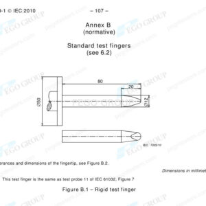 Đầu dò ngón tay cứng IEC61010-1 Clause 6.2.1 Annex B Figure B.1 kim loại và nylon