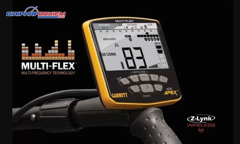 Máy dò kim loại dưới lòng đất Garrett Apex Multi Frequency 11 Máy sử dụng công nghệ hiện đại, kết nối tai nghe không dây