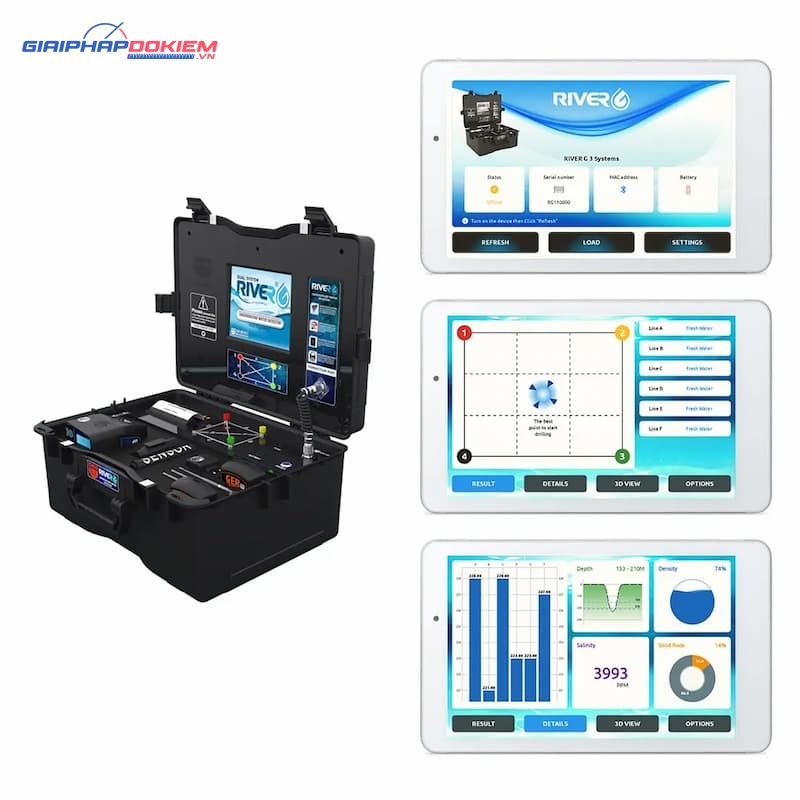 Máy dò nước ngầm RIVER G 3 SYSTEMS 10 RIVER G 3 SYSTEMS tích hợp 3 hệ thống tìm kiếm hiện đại