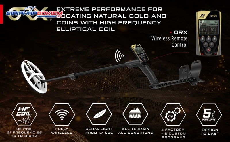 Máy dò vàng XP ORX kèm Pinpointer MI-6 19 Máy dò vàng XP Deus ORX đa tần số lên tới 81 kHz