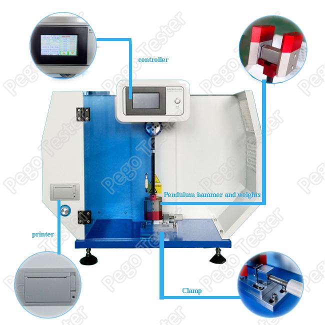 Máy kiểm tra độ bền va đập con lắc Izod cho nhựa 2.75J 5.5J 11J 22J tiêu chuẩn ISO180 9 Plastic Izod Pendulum Impact Tester 2.75J 5.5J 11J 22J Conforms To ISO180 0