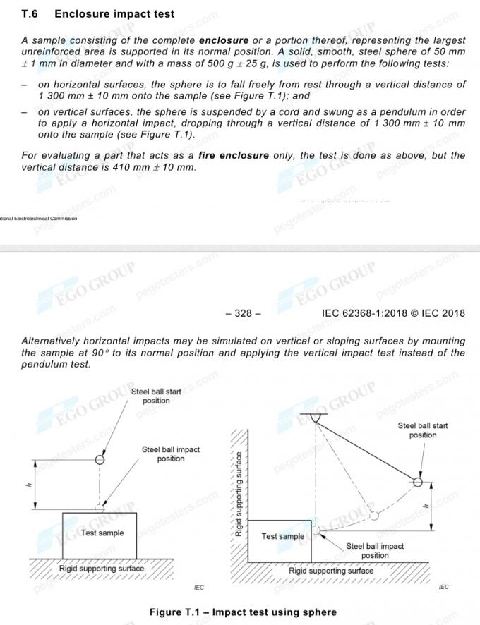 IEC62368-1 Annex T.6 Pendulum and Vertical Drop Sphere Impact Test Equipment showing the electromagnetic control system and testing apparatus