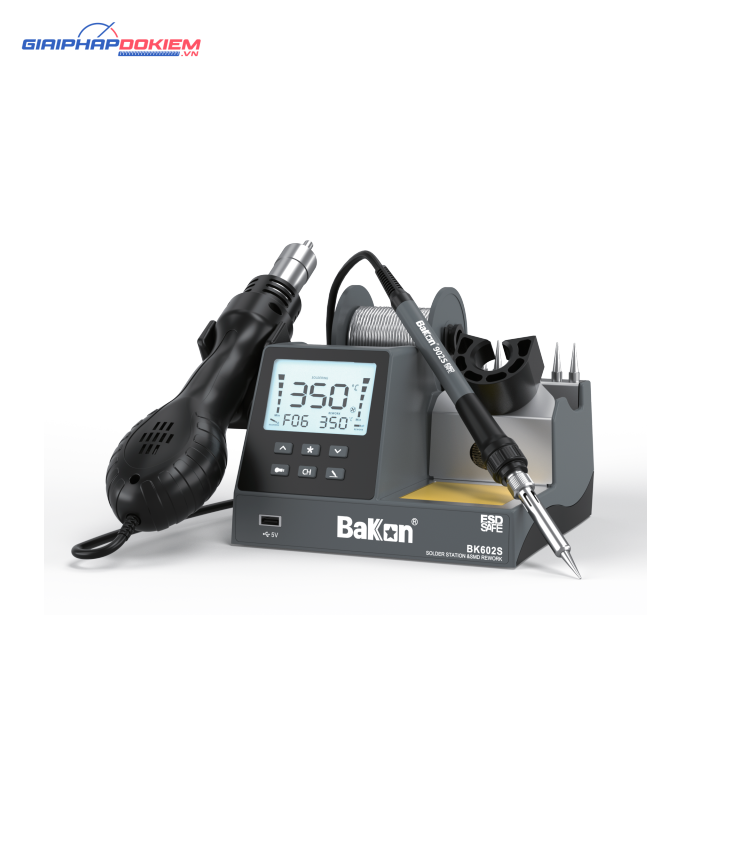 Trạm hàn 2 trong 1 Bakon BK602S (180~480°C, 500W/90W) 1 Trạm hàn 2 trong 1 Bakon BK602S (180~480°C, 500W/90W)