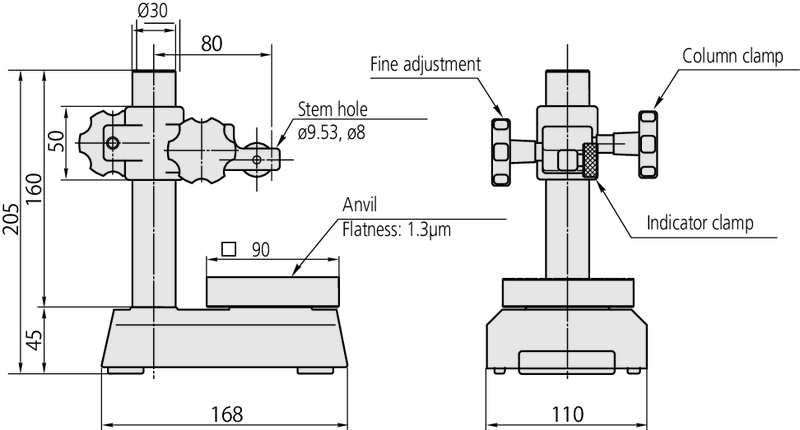 Đế gá đồng hồ so 90x90mm 7007-10 Mitutoyo BSD-7X 7 chan de da granite 7007 10 bs1