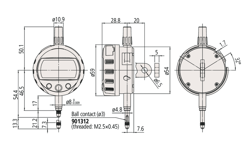 Đồng hồ so điện tử, Digital Indicator ID-C 12,7mm, 0,001mm, Flat Back Mitutoyo 543-390B 16 dong ho so 543 390b bs1