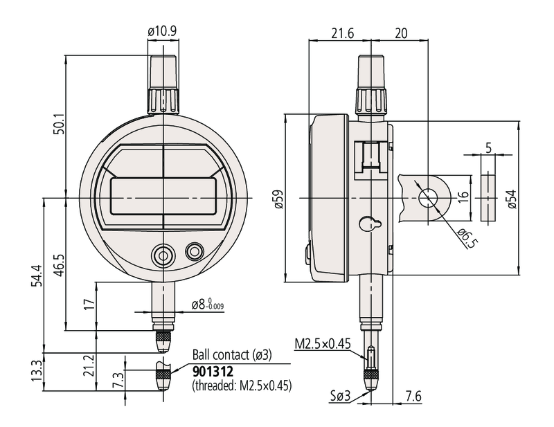 Đồng hồ so điện tử, Digital Indicator ID-S, ANSI/AGD Inch/Metric, 0,5", 0,00005", Lug Back Mitutoyo 543-792 8 dong ho so 543 500 bs1
