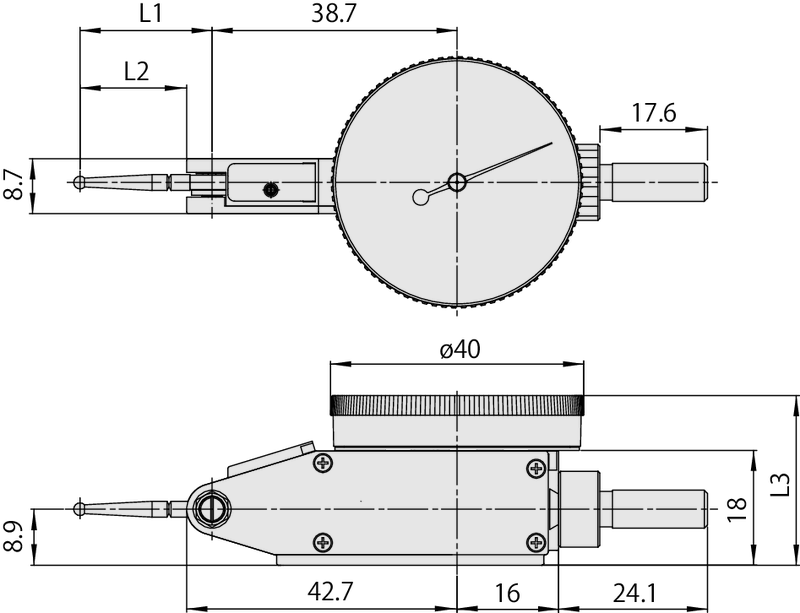 Đồng Hồ So Chân Gập, Dial Test Indicator, Dial Test Indicator, Horizontal Type 0,03"/0,7mm, 0,0005"/0,01mm, 9,52mm Stem Mitutoyo 513-406-10E 13 dong ho so chan gap 513 406 10t bs3