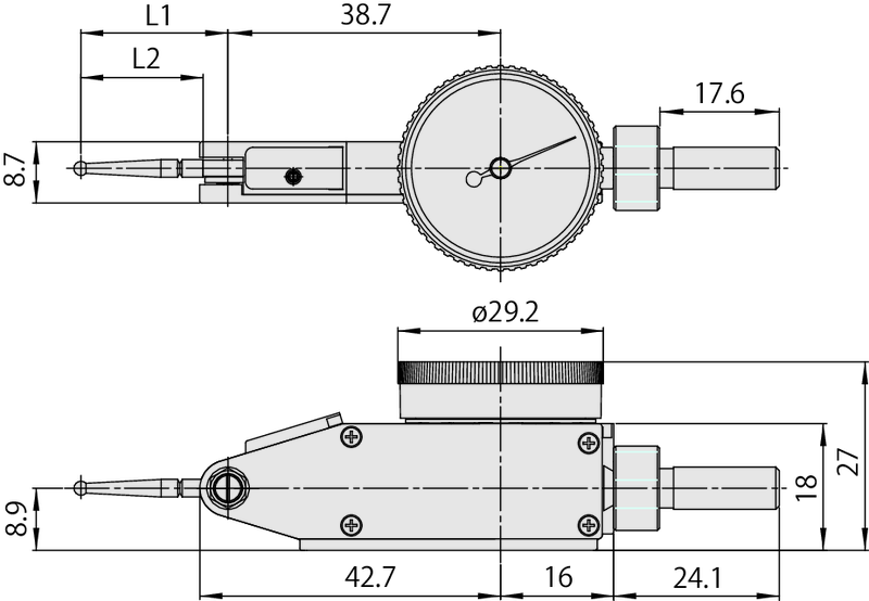 Đồng Hồ So Chân Gập, Dial Test Indicator, Horiz., Ruby Sty. 0,008", 0,0001", 9,52mm Stem Mitutoyo 513-473-10E 13 Phụ kiện đồng hồ so
